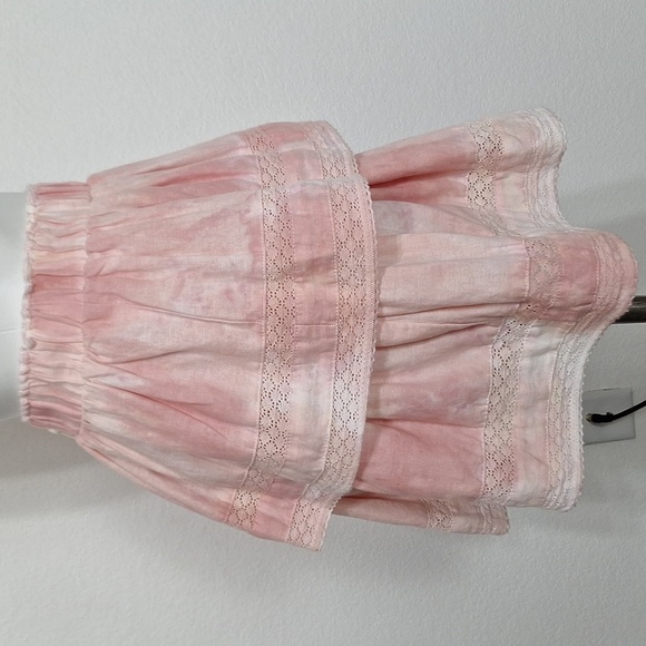 Chelsea & Violet NEW Linen Blend Coquette Pink Cottagecore Tiered Mini Skirt M - Picture 8 of 12